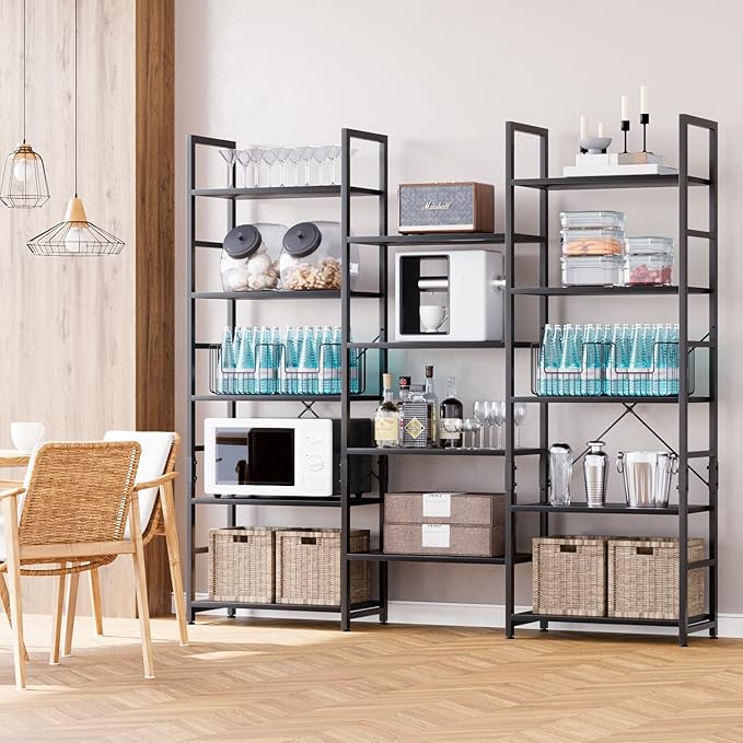 NUMENN Triple 5 Tier Bookshelf, Wide Book Shelf