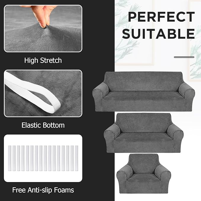 Peryiter 3 Pcs Couch and Loveseat Covers Set Sofa Cover