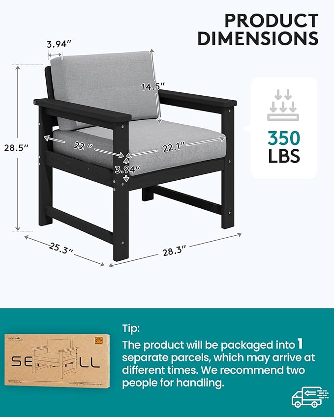SERWALL 2 Pieces Single Cushioned Lounge Chair