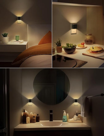 DORESshop LED Night Lights Plug into Wall [4 Pack], Plug in Nightlight, 3 Level Brightness Adjustable Night Light, Dusk to Dawn Sensor, Nightlights for Adults, Bedroom, Bathroom, Hallway, 3000K