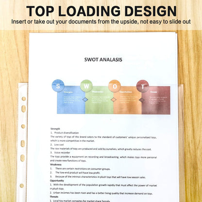 Sheet Protectors, PANDRI 400 Pack Clear Heavy Duty Plastic Page Protectors Sheet Reinforced 11-Hole Fit for 3 Ring Binder Fits Standard 8.5 x 11 Paper, 9.25 x 11.25 Top Loaded, Excluding Acid