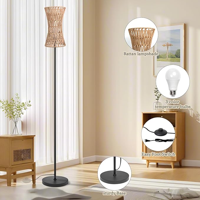 Ruiever Floor Lamp for Living Room, Farmhouse Floor lamp, Modern Standing lamp