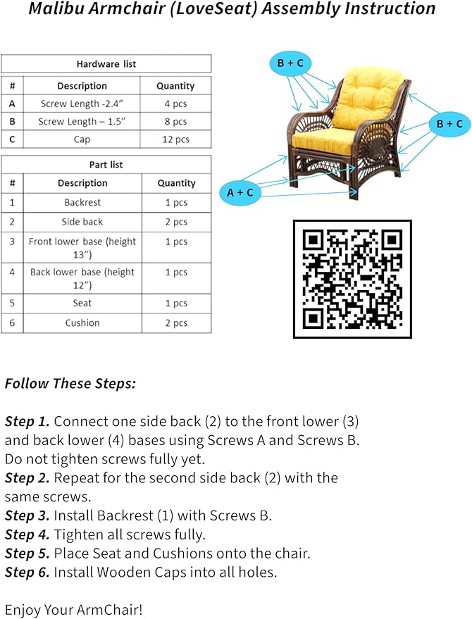 Malibu Lounge Living Accent Armchair Natural Rattan Wicker Handmade Design