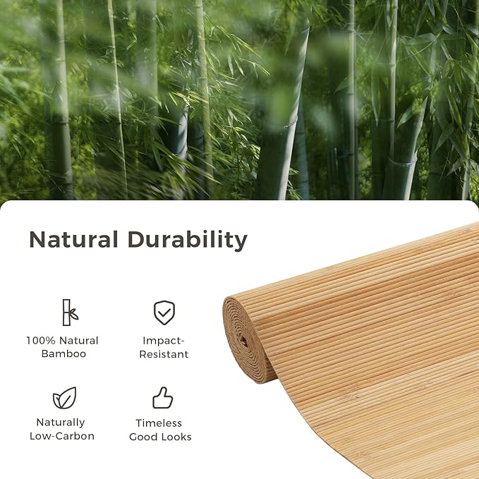 OUZUGIE 1 Pack 96x24 Inch Natural Bamboo Wall Panel – Yellow Burned Pole Wrap
