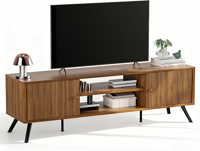 COMHOMA TV Stand for Living Room, Mid Century Modern Entertainment Center for