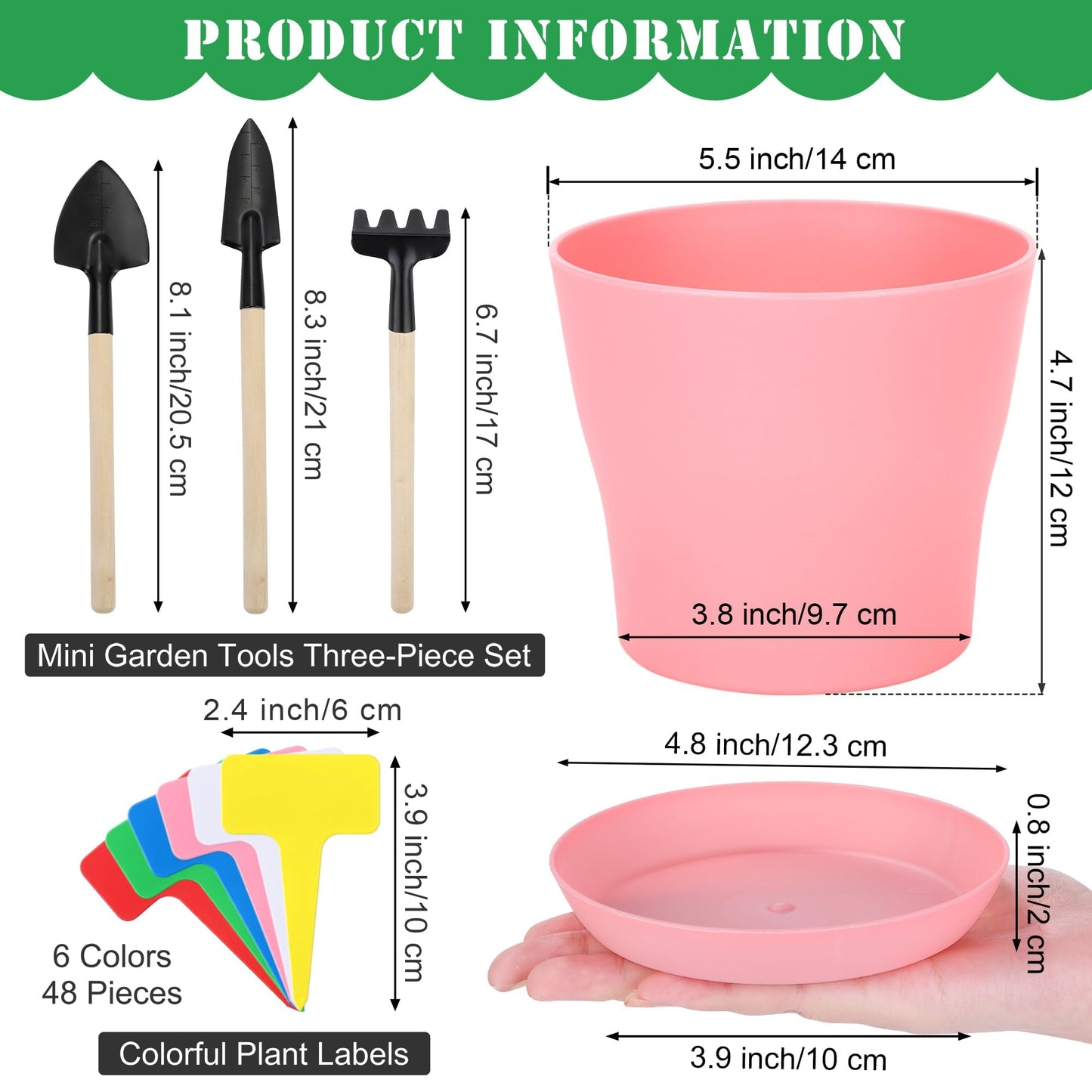 Hahood 48 Pack Plastic Planters 5.5 Inch Flower Plant Pots Indoor Set Thickened Seedling Nursery Pots Seed Starting Pots with Drainage Holes Saucers Mini Garden Tool for Home Office Garden, Multicolor