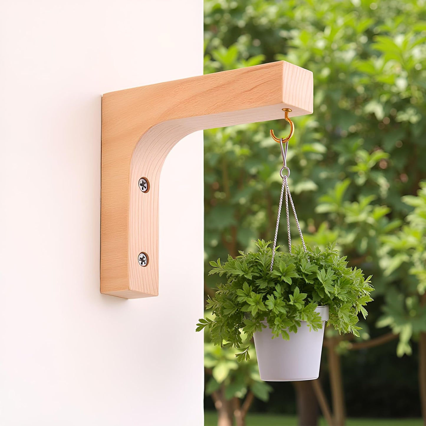Tritaraesa Wooden Plant Hanger Hooks for Indoor Hanging Plants, Farmhouse Wooden Hanging Baskets for Wall Plant Hooks Heavy Duty for Flower Pots Wind Chimes and Bird Feeders (Upgraded Natural 2 Pack)