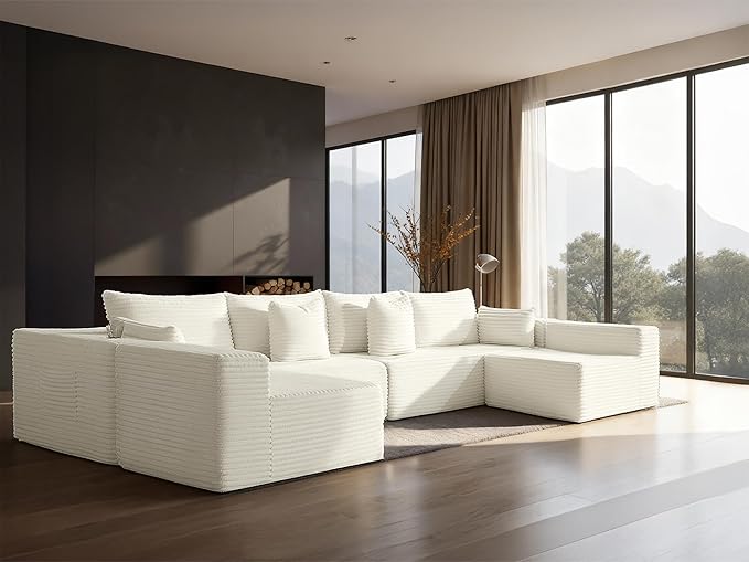 138" Cloud Sectional Couch, Comfort U Shaped Sofa
