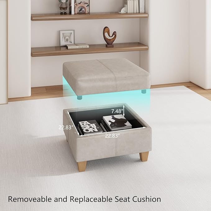 EASE MOOSE Middle Module Seat for Modular Sofa, Faux Leather Armless Chair