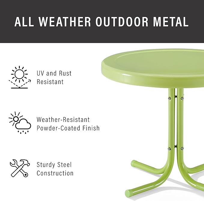 Crosley Furniture Griffith Weather Resistant Retro Metal Outdoor Side Table