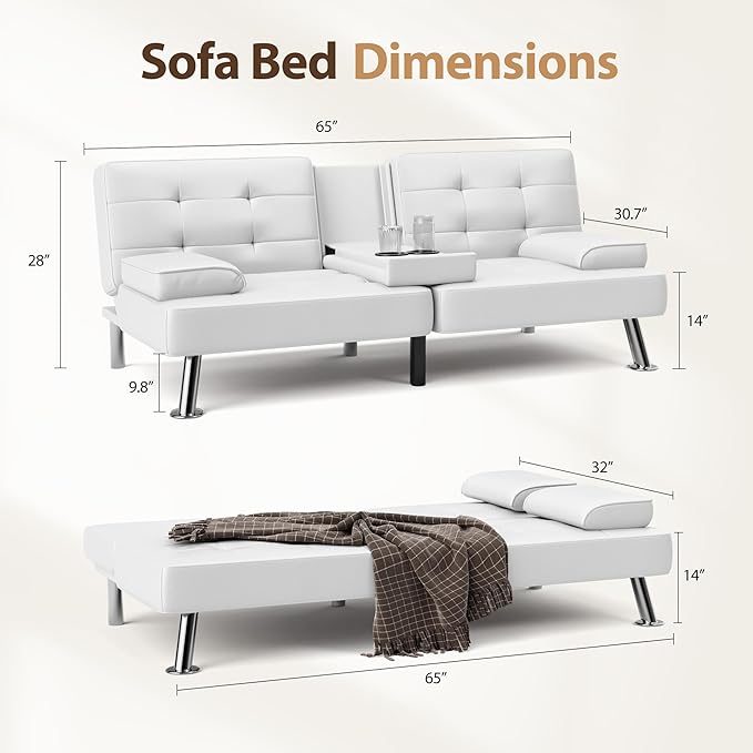 Shahoo Convertible Folding Futon Sofa Bed Sleeper Couch