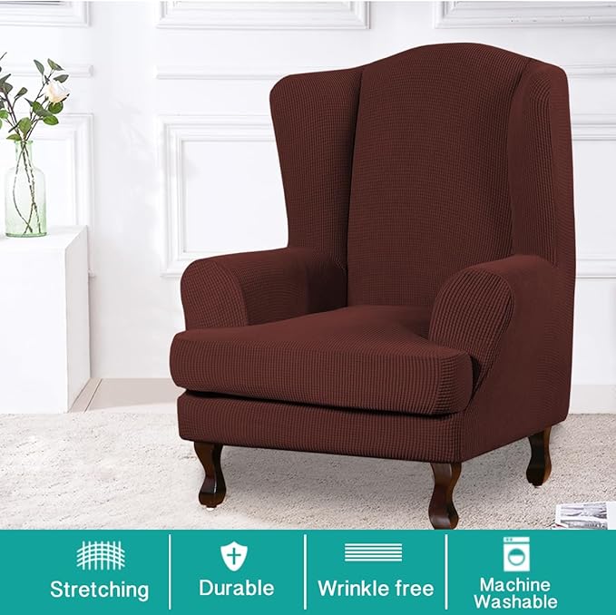 Turquoize Wingback Chair Covers 2 Piece Wing Chair Slipcover Stretch Slipcovers