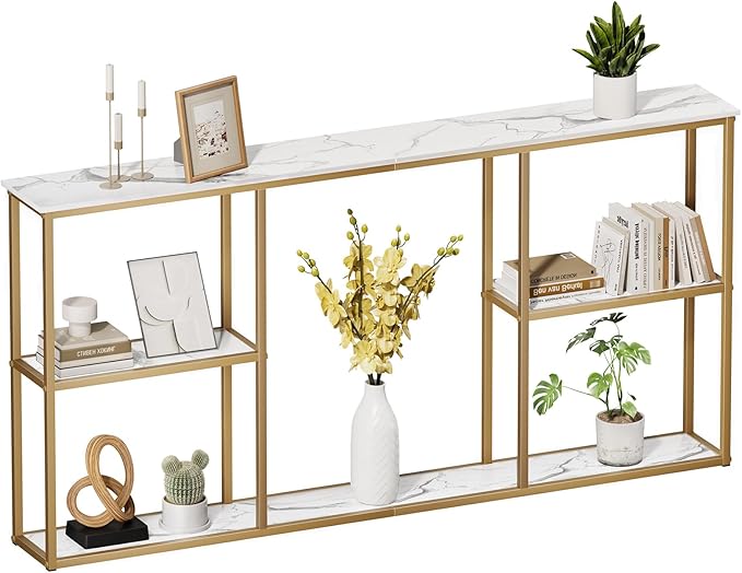 WOHOMO Gold Console Table, 3-Tier Small Entryway Table
