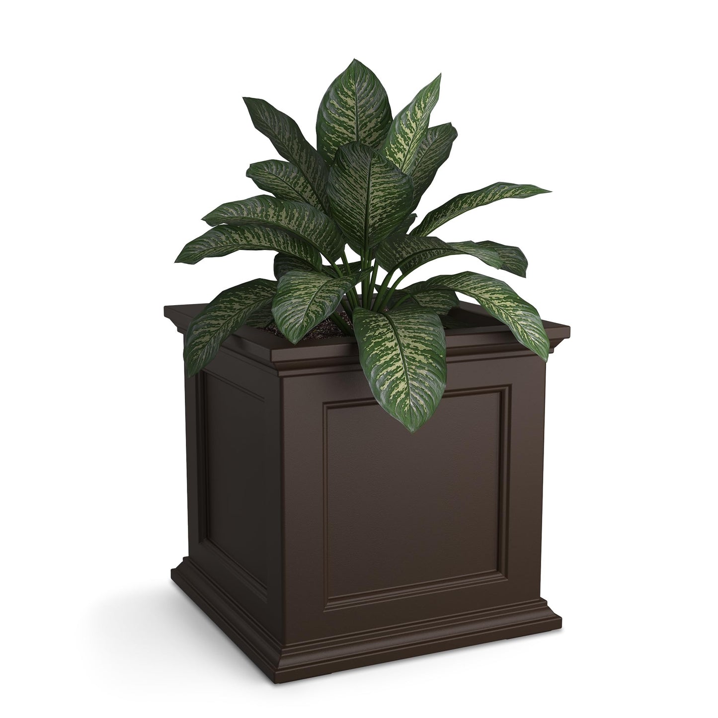 Mayne Fairfield 20-Inch Square Planter – Self-Watering, Weather-Resistant Planter for Flowers – Durable Outdoor Design for Patio, Porch, or Entryway, Espresso