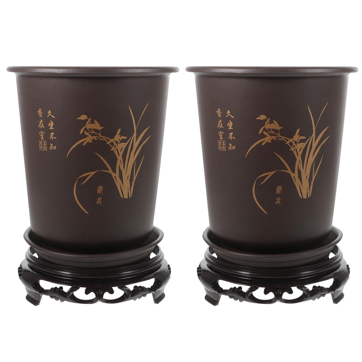 GANAZONO 2 PCS Orchid Flowerpots Rounded Flower Pots Plant Pots Plastic with Holes Drainage Base for Outdoor