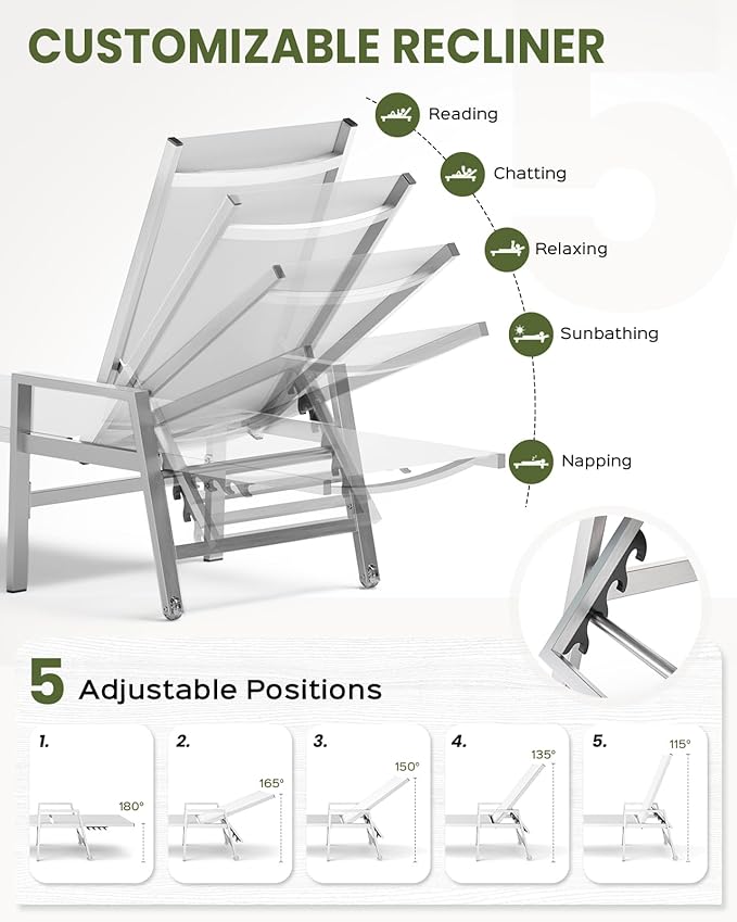 Vexwalx Patio Chaise Lounge Outdoor