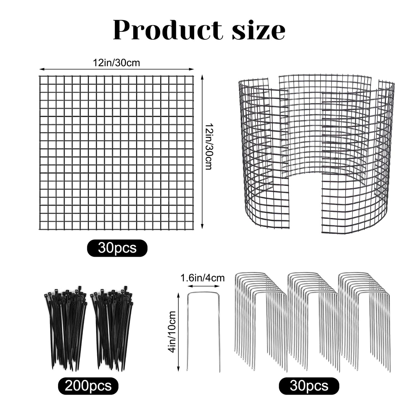 30 PCS Round Plant Protector from Animals, 12 Pack 12'' x 12'' Metal Plant Cages，30Pcs Metal Mesh to Keep Animals Out, Garden Protection Bunny Barricades, Wire Plant Protectors for Rabbit Chicken Duck