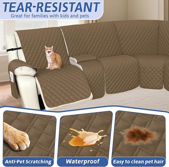 Arfntevss Recliner Sectional Couch Covers 1OO% Waterproof L Shape Sofa Cover