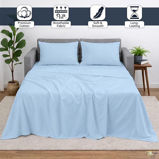 Cottington Lane Sleeper Sofa Sheets Queen Size, 4 Piece Premium Quality 100%