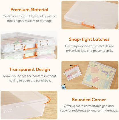 Lifewit 8 Pcs Board Game Storage Boxes, 12.2x10.6'' Paper Container with Secure Latch, Plastic Portable Organizer with Handle & Labels for File,Document,Puzzles, Cards, Art Supplies