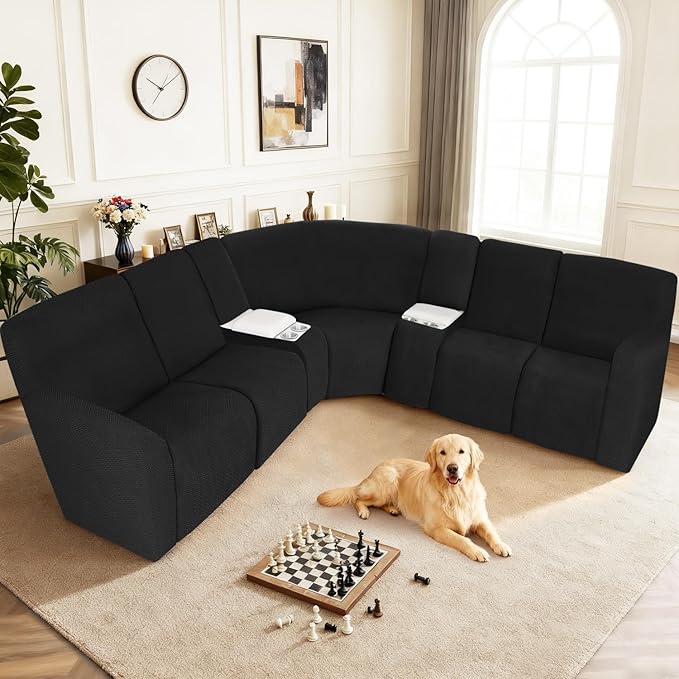 ALIECOM 100% Waterproof Recliner Sectional Couch Covers L Shape Stretch Corner