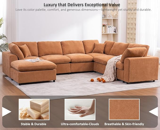 Oversized Modular Sectional Sofa Couch, Large 7 Seater Corner Sofa Modern U