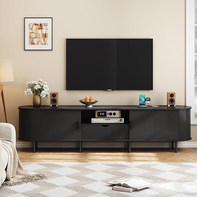 ONBRILL 86.6" TV Stand with Power Outlet