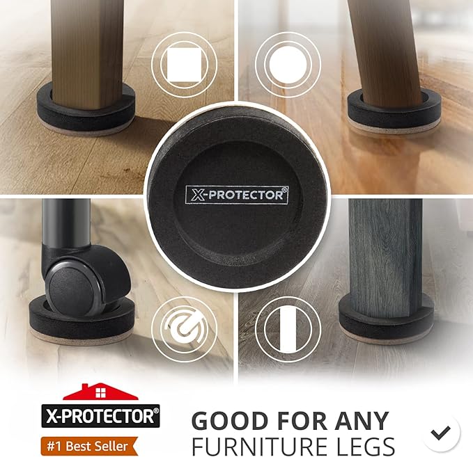 Felt Furniture Sliders for Hardwood Floors X-PROTECTOR 16 PCS 3 ½”