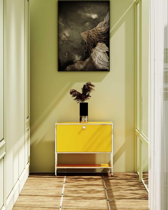 Metal Sidetable with Flap Door, 27.5" Height