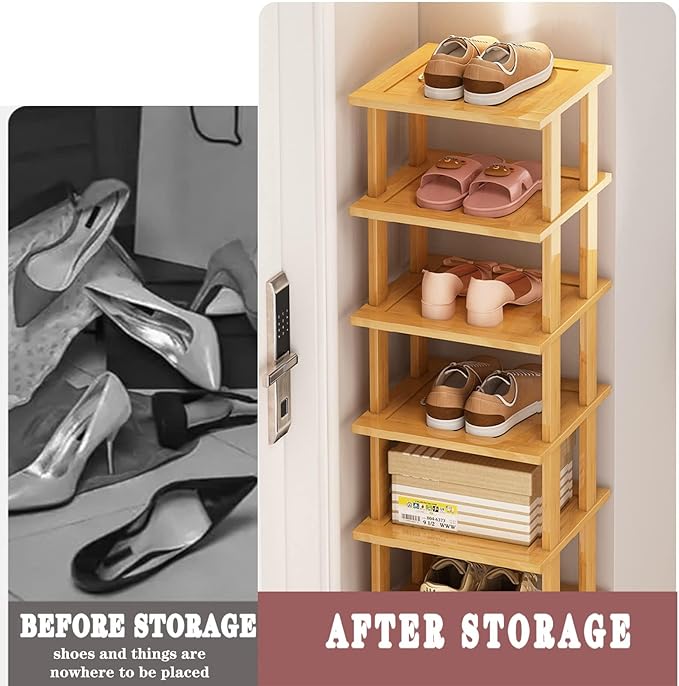 Bamboo Shoe Rack 12 Tier- Vertical Shoe Rack
