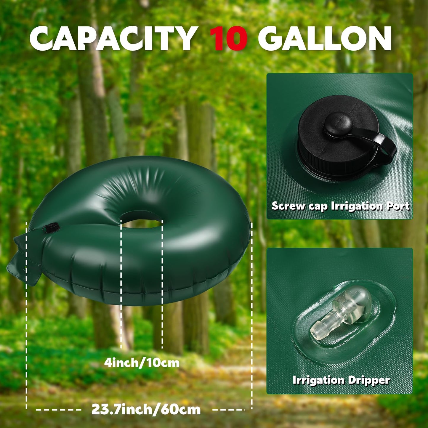 Foaincore 6 Pcs 10 Gallon Heavy Duty Tree Watering Ring PVC Drip Irrigation Deep Tree Root Watering Bag Round Trees Slow Release Water Pouch Planting Drip Irrigation Rings for Gardening Supply(Green)