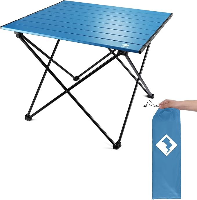 VILLEY Portable Camping Side Table, Ultralight Aluminum Folding Beach Table