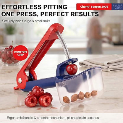 Cherry Pitter - Makmzoon Cherries Pitter Tool | Stainless Steel Rods with Hand-held Push Design, Save Time & Space for Making Cherry Jam with Lock Design