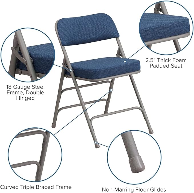 Flash Furniture 2 Pack HERCULES Series Premium Curved Triple Braced & Double