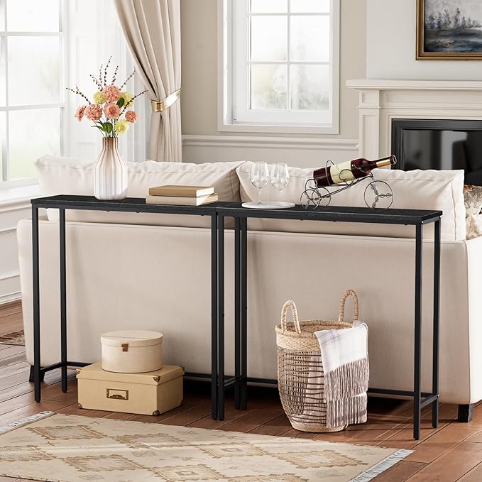 HOOBRO Narrow Console Table, 29.5" Small Entryway Table, Thin Sofa Table