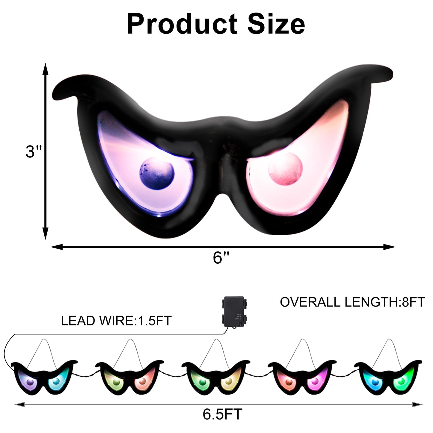 yofit 6.5ft Outdoor Halloween Decorations 5 Pairs Glowing Eyes