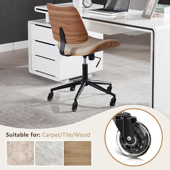 Home Office Desk Chair with Wheels, Adjustable Height Armless Office Chair
