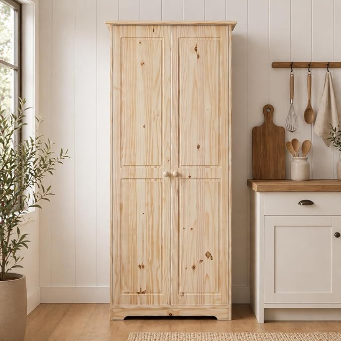 From the Tree Furniture Solid Pine Pantry Cabinet — 72" Tall Unfinished Kitchen