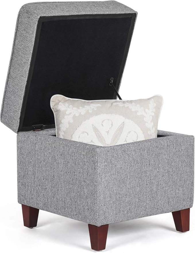 Adeco 17 Inch Square Linen Storage Ottoman