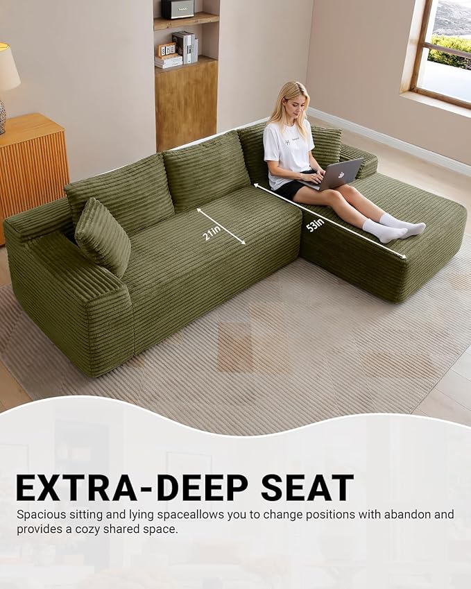108 Inch Cloud Sectional Couch, Modern Modular Sectional Sofa