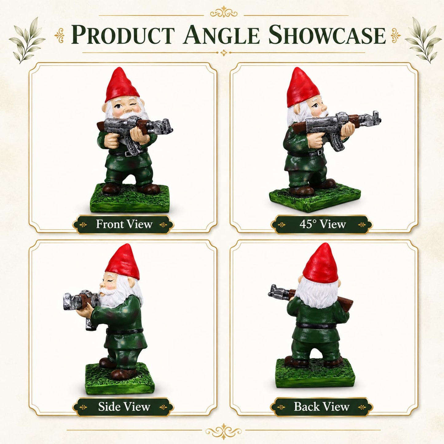 nezababy Military Garden Gnomes with Guns Funny Army Gnomes Outdoor Statues Naughty Desktop Indoor Outdoor Lawn Yard Decorations (F)