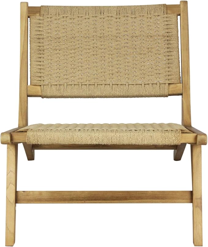 JONATHAN Y Parker 23.6" x 36.2" Solid Teak Wood Woven Yarn Accent Bohemian