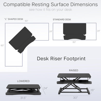 VIVO 32 inch Desk Converter, K Series, Height Adjustable Sit to Stand Riser, Dual Monitor and Laptop Workstation with Wide Keyboard Tray, Reclaimed Wood Top, Black Frame, DESK-V000KP