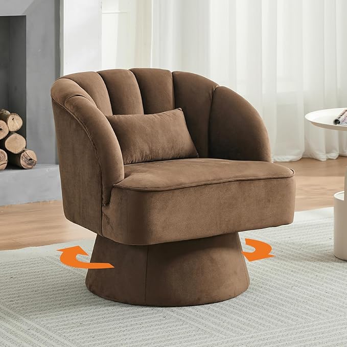 Garvee Ultra-Plush Swivel Accent Chair, 360° Barrel Lounge Chair
