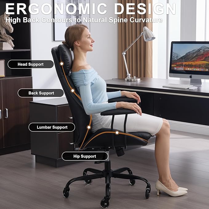 E-Motie Office Chair, Leather Desk Chair
