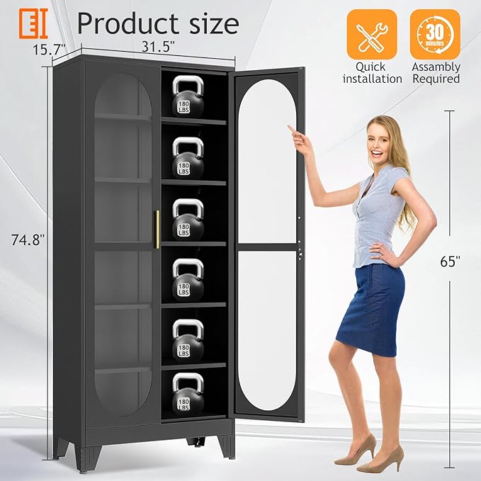 PAOFIN 75" H Locking Display Cabinet