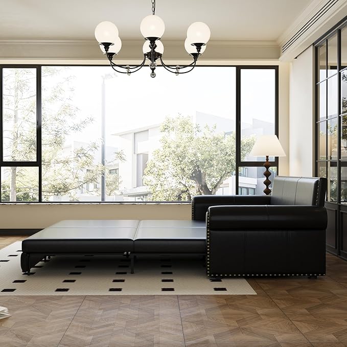Faux Leather Sleeper Sofa Couch