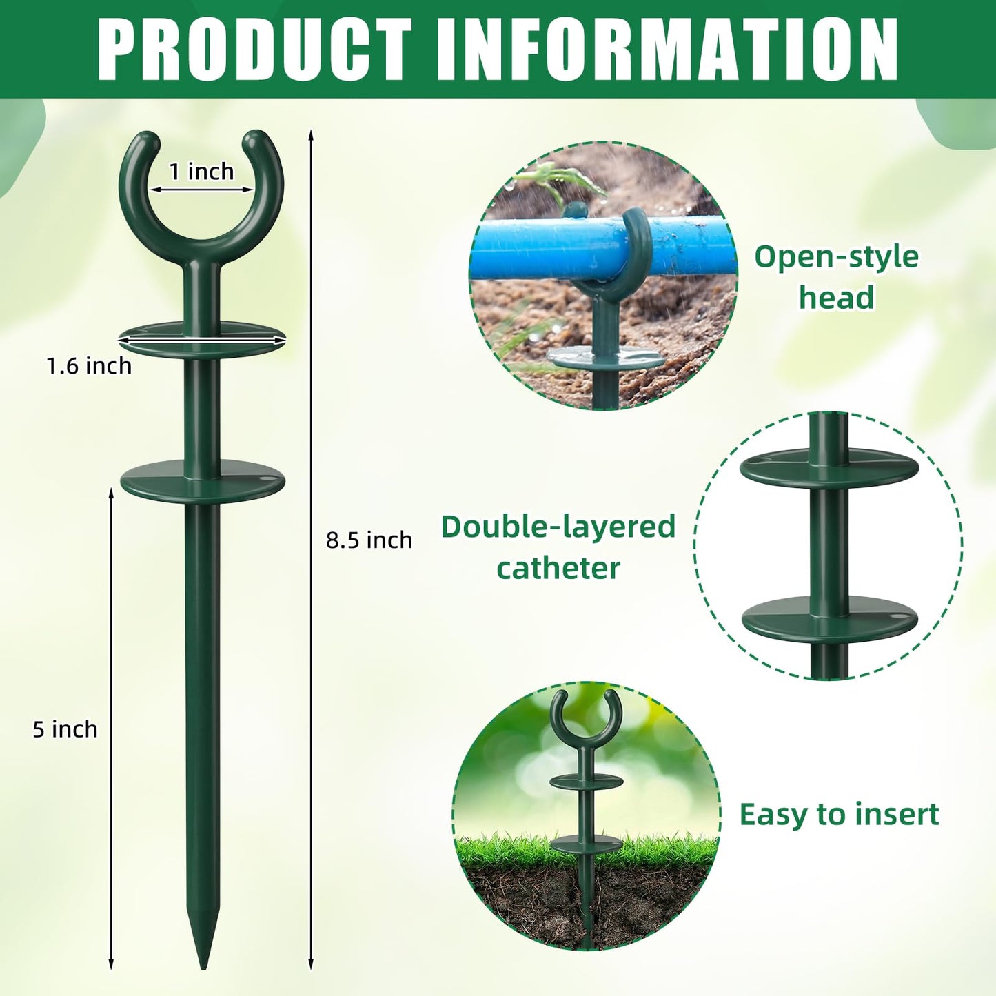 Yalikop 16 Pcs 3/4'' Garden Hose Guide Stakes Bulk Garden Guards Holder Spike for Plant-Saving Outside Yard Lawn to Preventing Hose Tangles and Protecting Plants