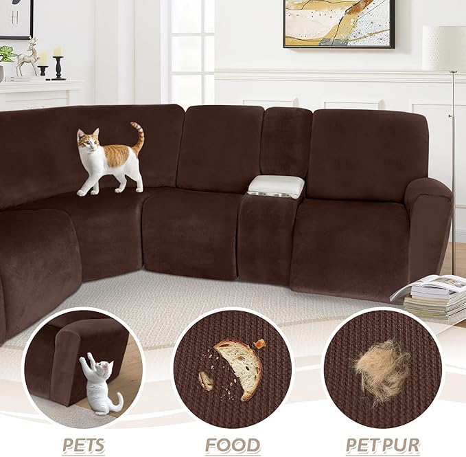 Arfntevss Sectional Recliner Couch Covers Velvet Washable Corner Sectional Sofa