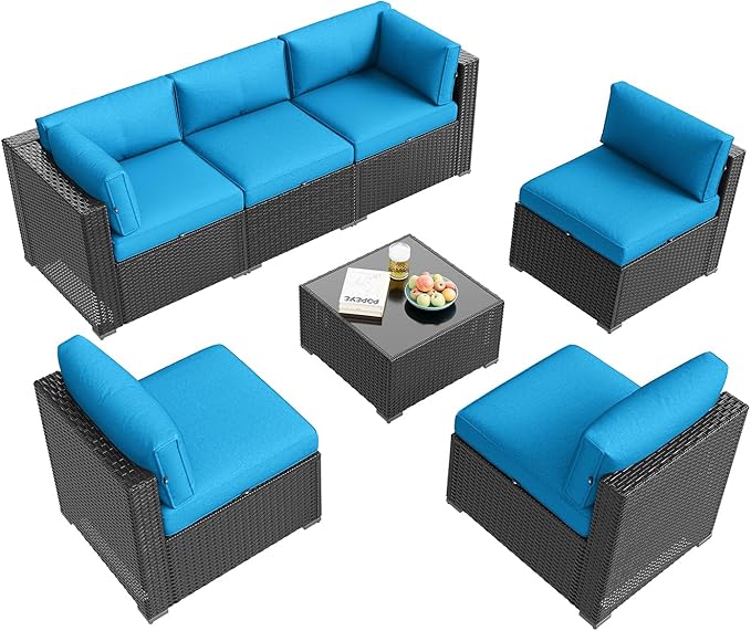Aoxun Patio Furniture Set, 7 Piece Outdoor Sectional Sofas
